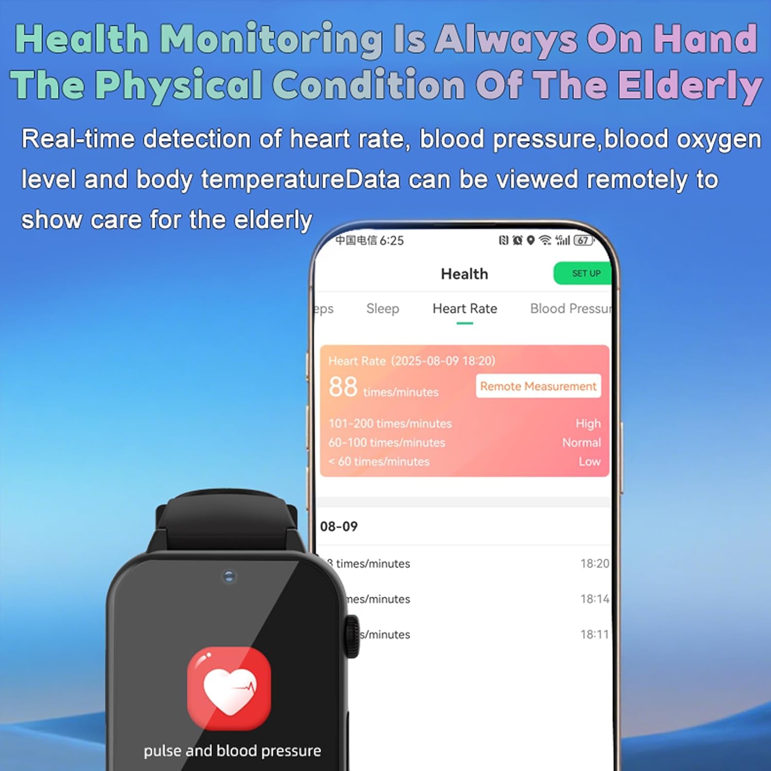 Senior Safety Smart Watch with Fall Detection SOS Call