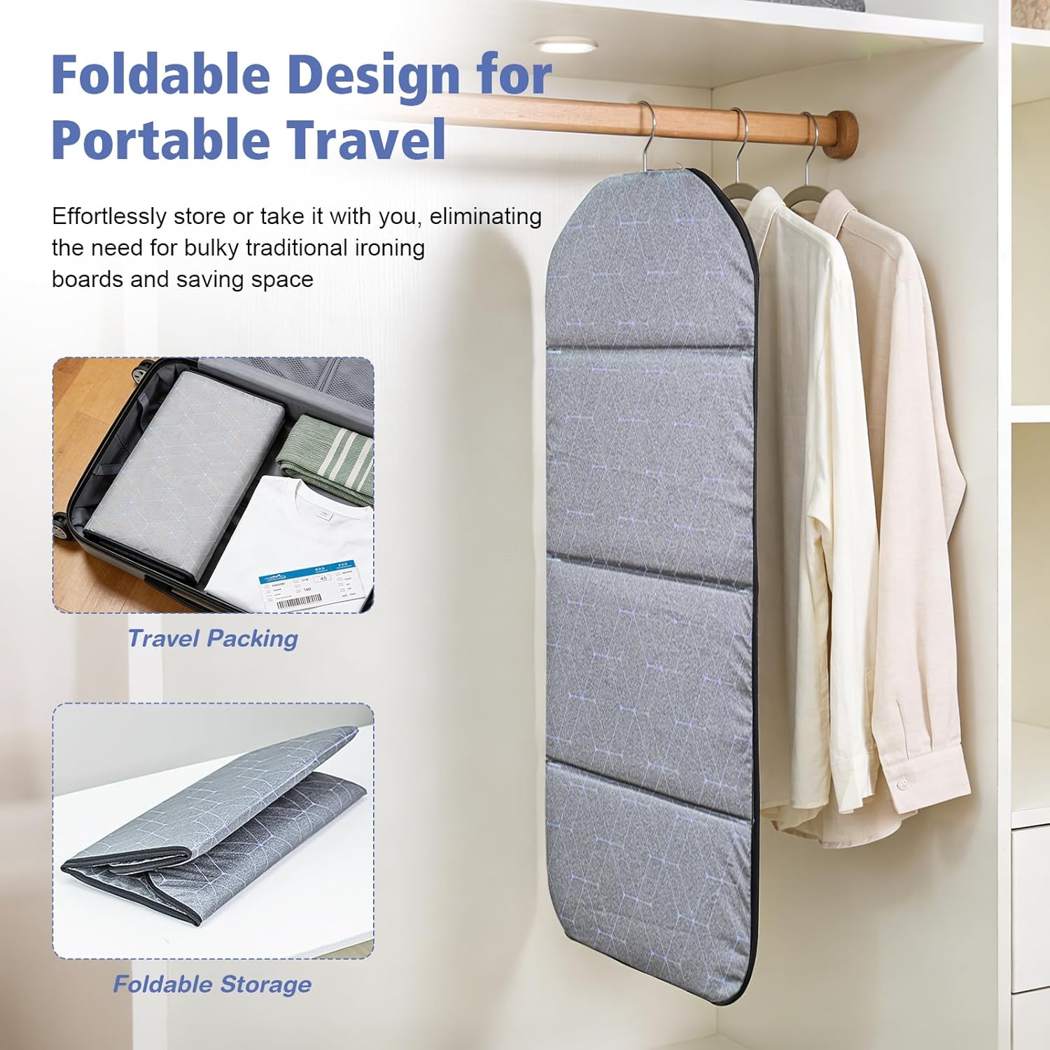 Foldable Garment Steamer Board Hanging Ironing Pad 360° Hook
