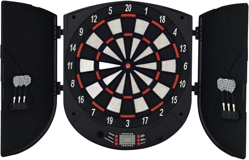 Electronic Dartboard Cabinet Set LCD Scoring 26 Games 6 Darts