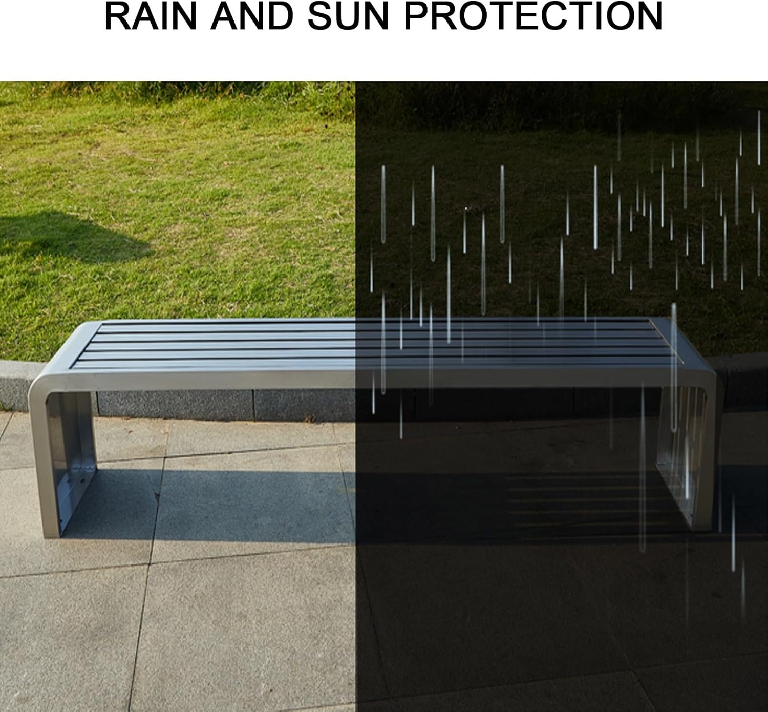 Stainless Steel Garden Bench Outdoor Patio Seat Backless 3 Seater