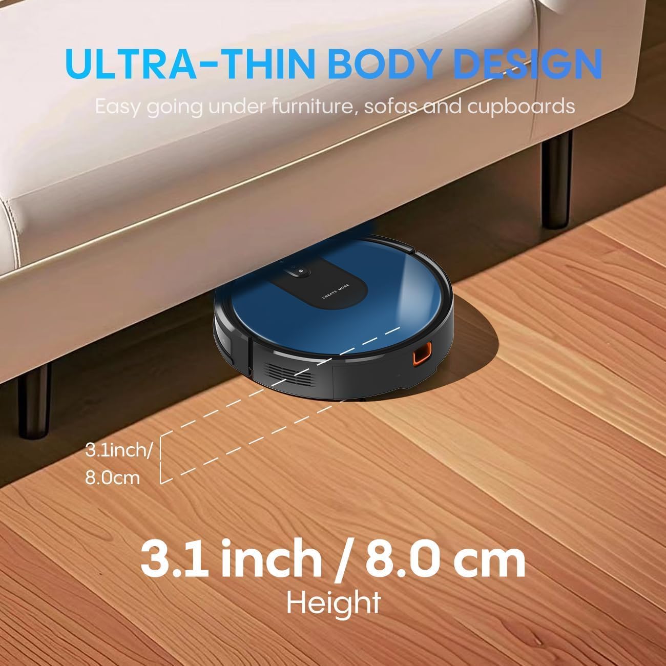 Robot Vacuum Mop 5000Pa WiFi App Voice Control Auto Clean