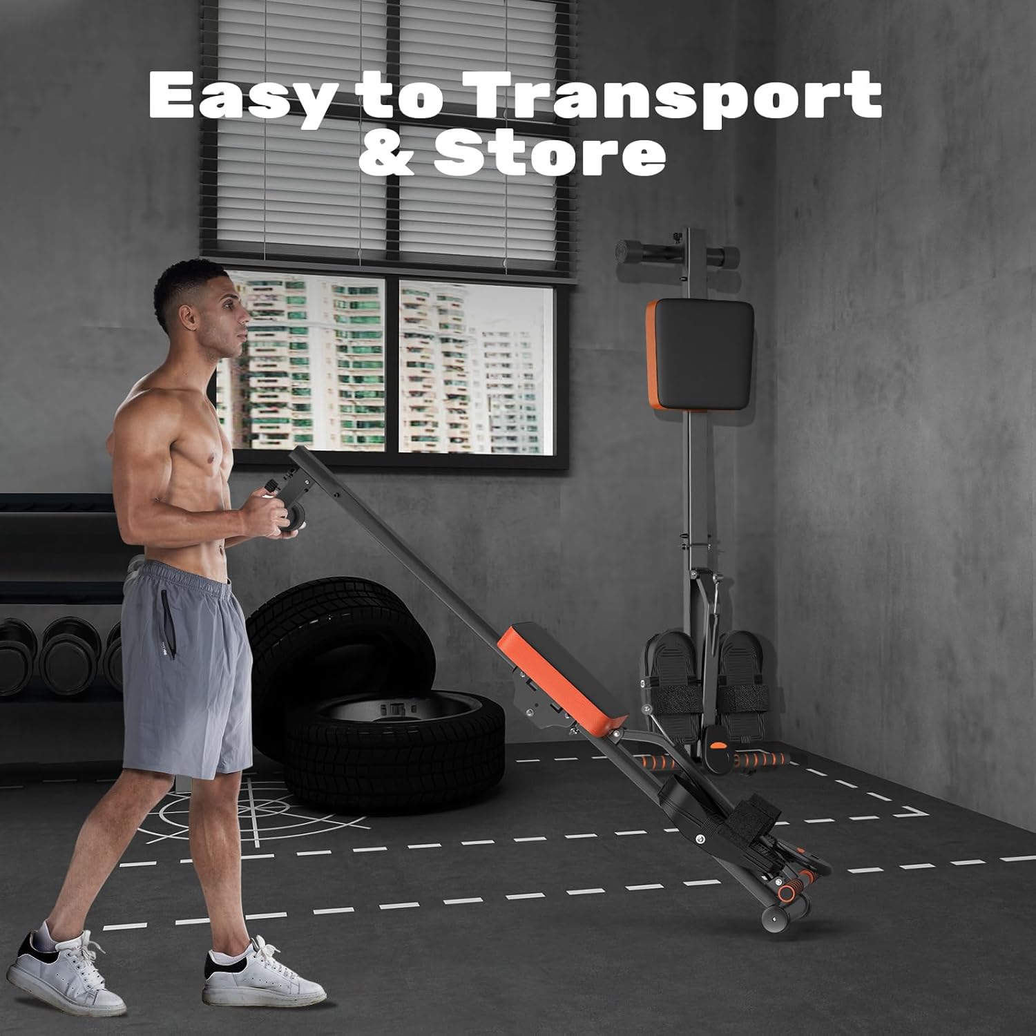 Hydraulic Rowing Machine Foldable Home Gym Rower LCD Monitor
