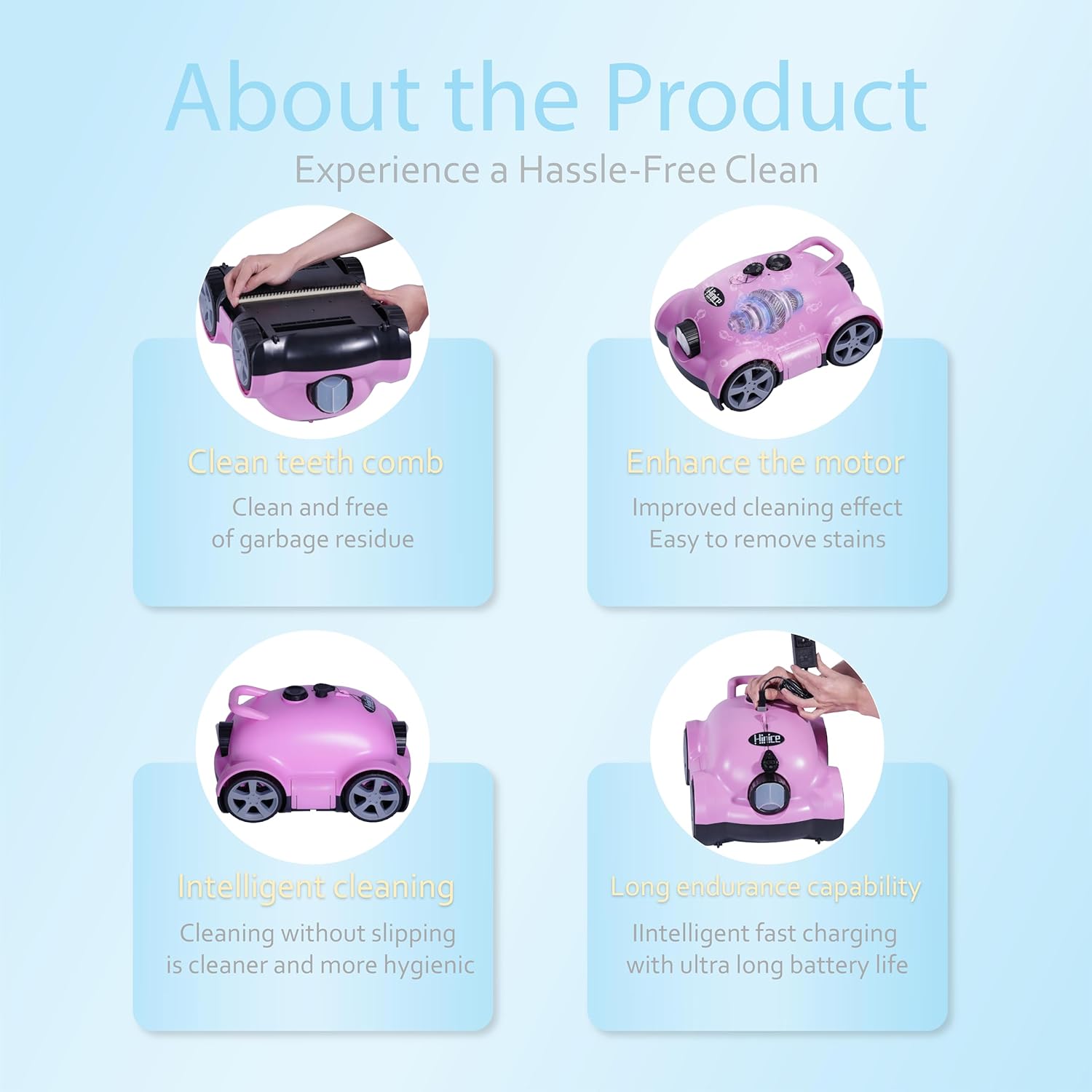 Cordless Pool Vacuum Robot 150min Waterproof Auto Cleaner Pink