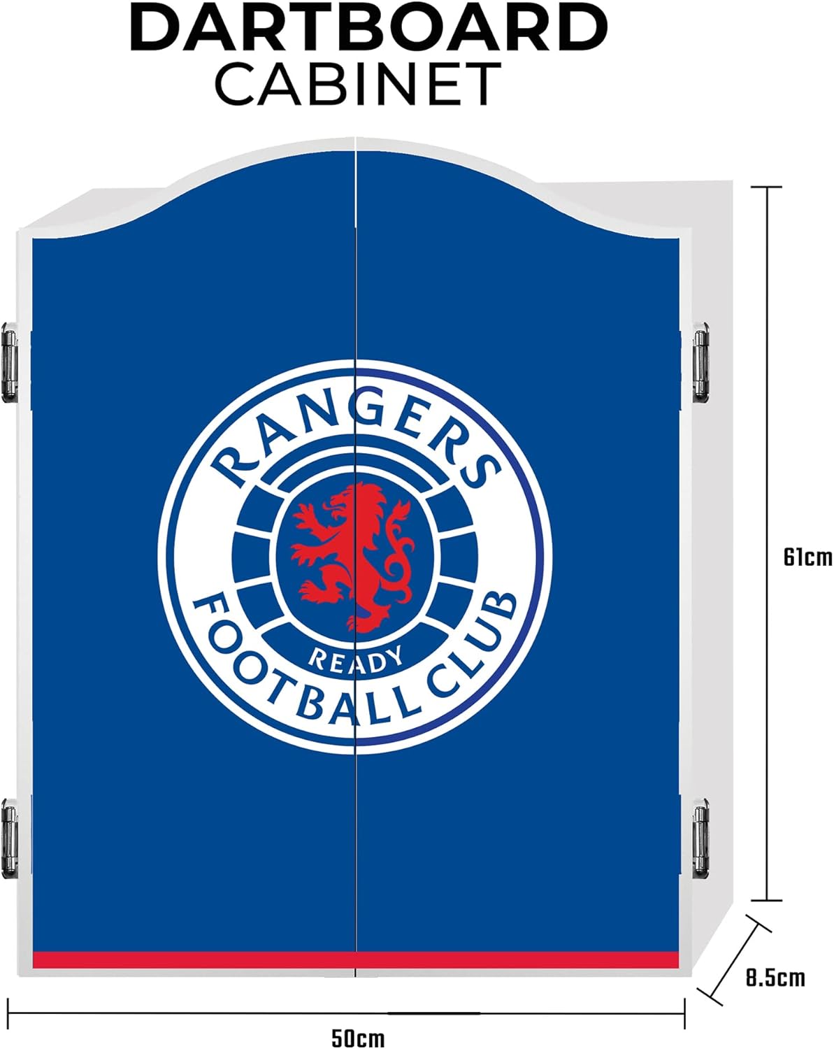 Wood Dartboard Cabinet Blue Wall Mount Scoreboard Doors 68cm