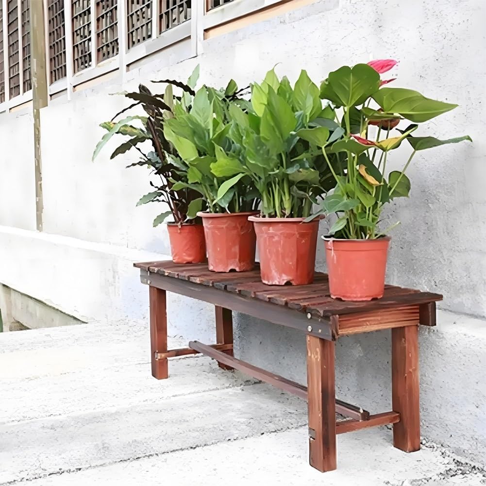 Outdoor Wooden Garden Bench Backless Patio Porch Seat 90cm