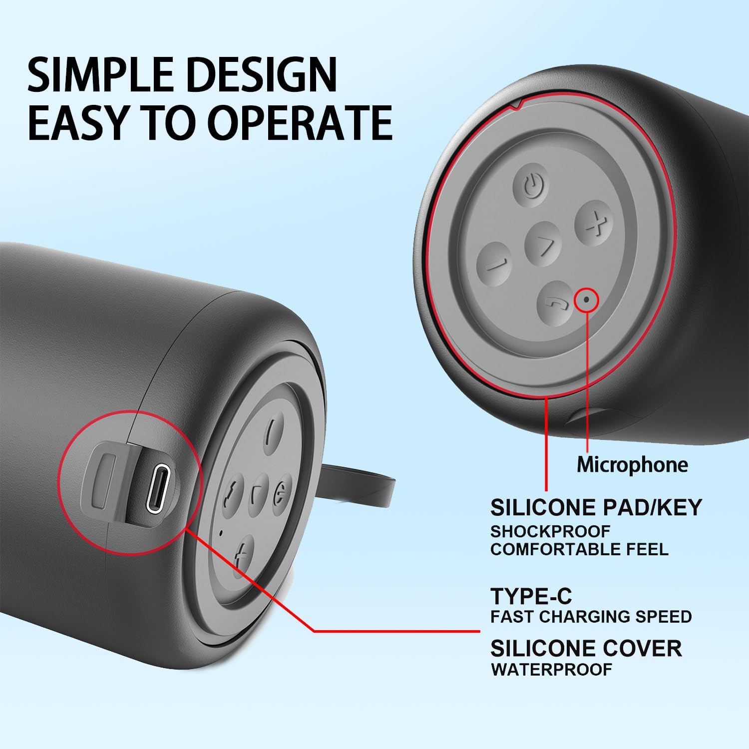 Mini Portable Bluetooth Speaker Bass Waterproof 24H Battery