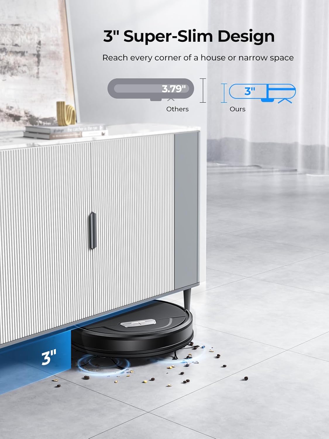 Robot Vacuum Mop 5000Pa Slim 180Min App Alexa Pet Hair