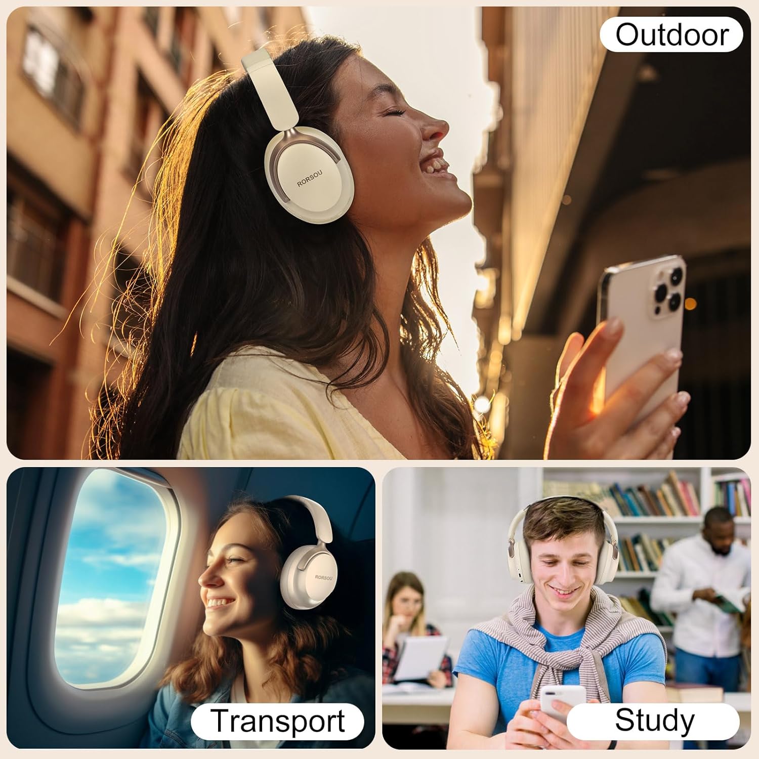 Bluetooth Over Ear Headphones Deep Bass 50H Playtime Foldable