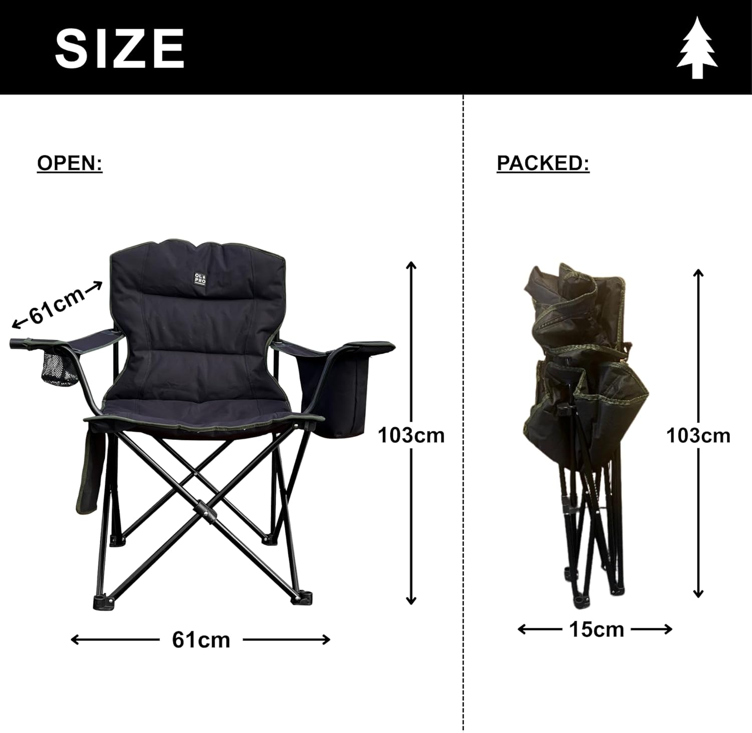 Padded Folding Camping Chair with Cooler Green