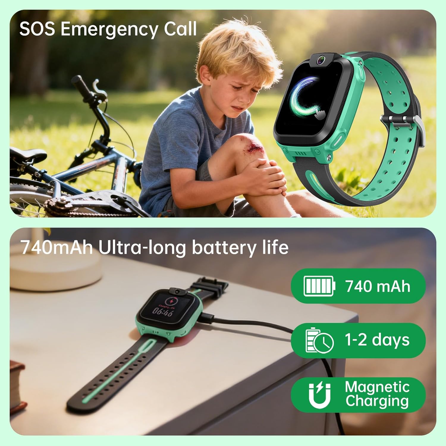 Kids Smart Watch Phone Video Call GPS Green