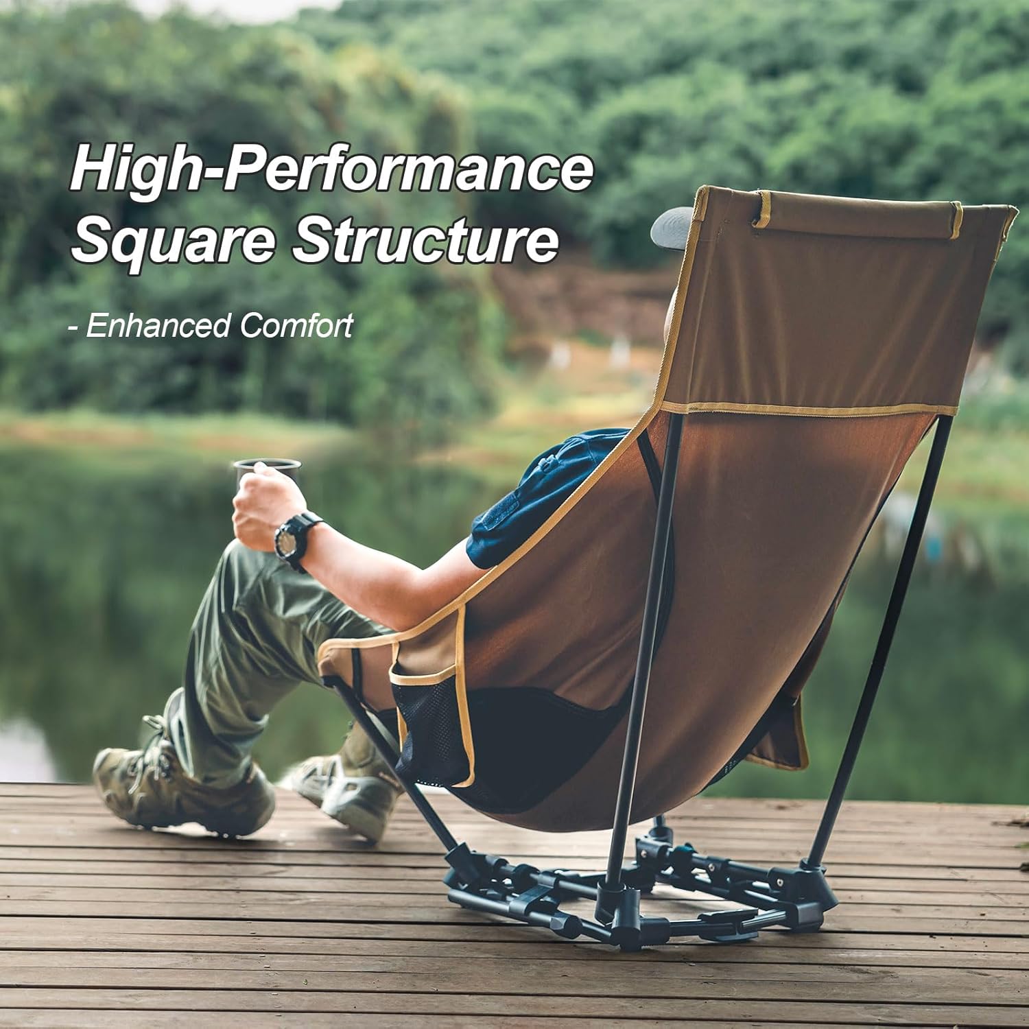 Oversized Camping Chair with Pillow 275lb Green