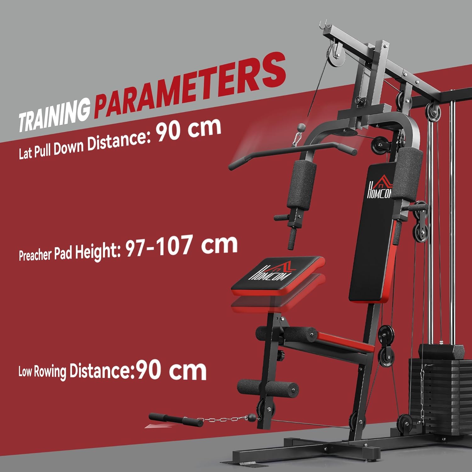 Multi Gym Machine 66kg Weight Stack Home Strength Trainer