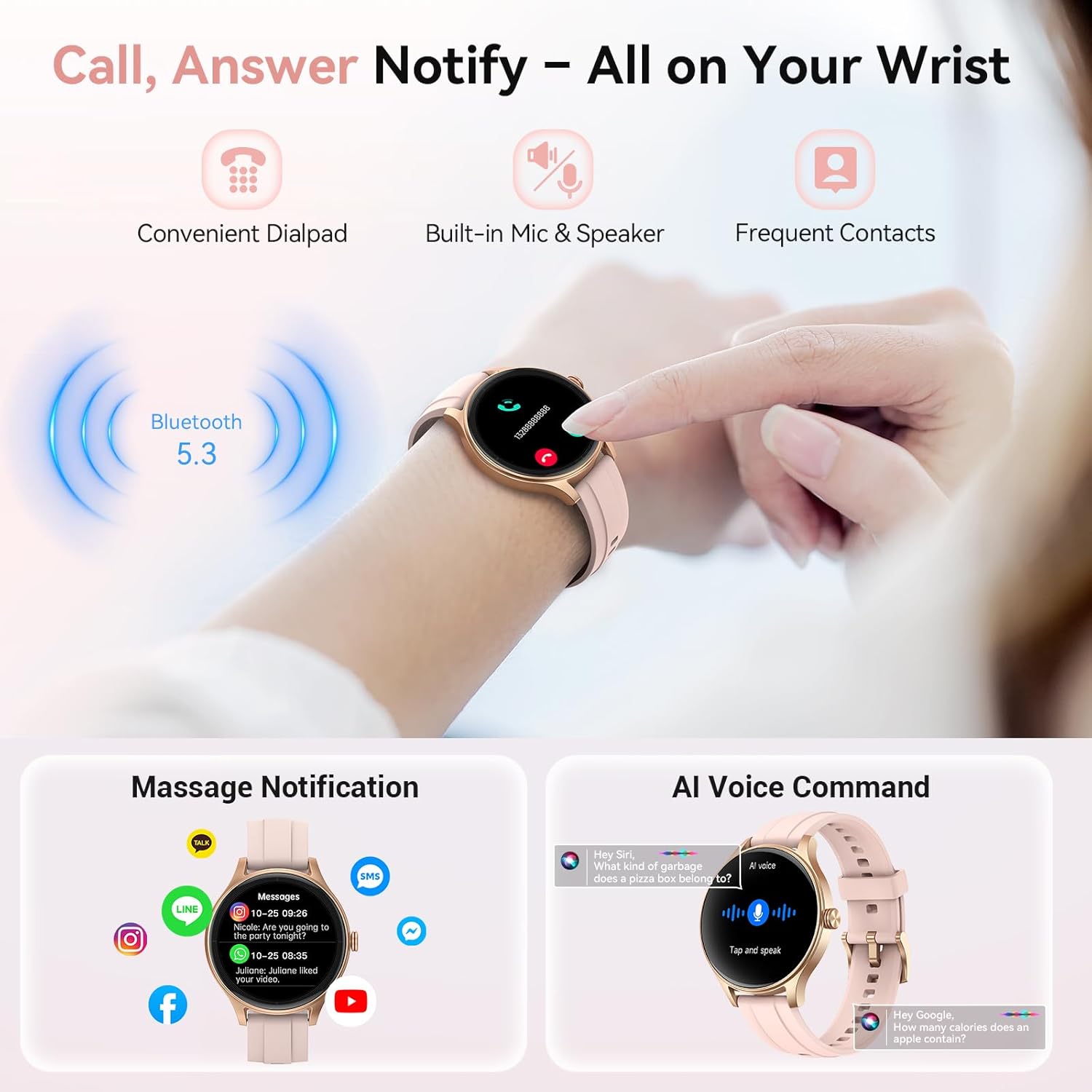 Women AMOLED Smart Watch Call 120 Sports 5ATM