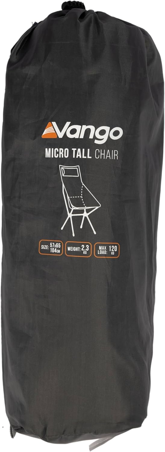 Tall Foldable Camping Chair Compact High Back Grey