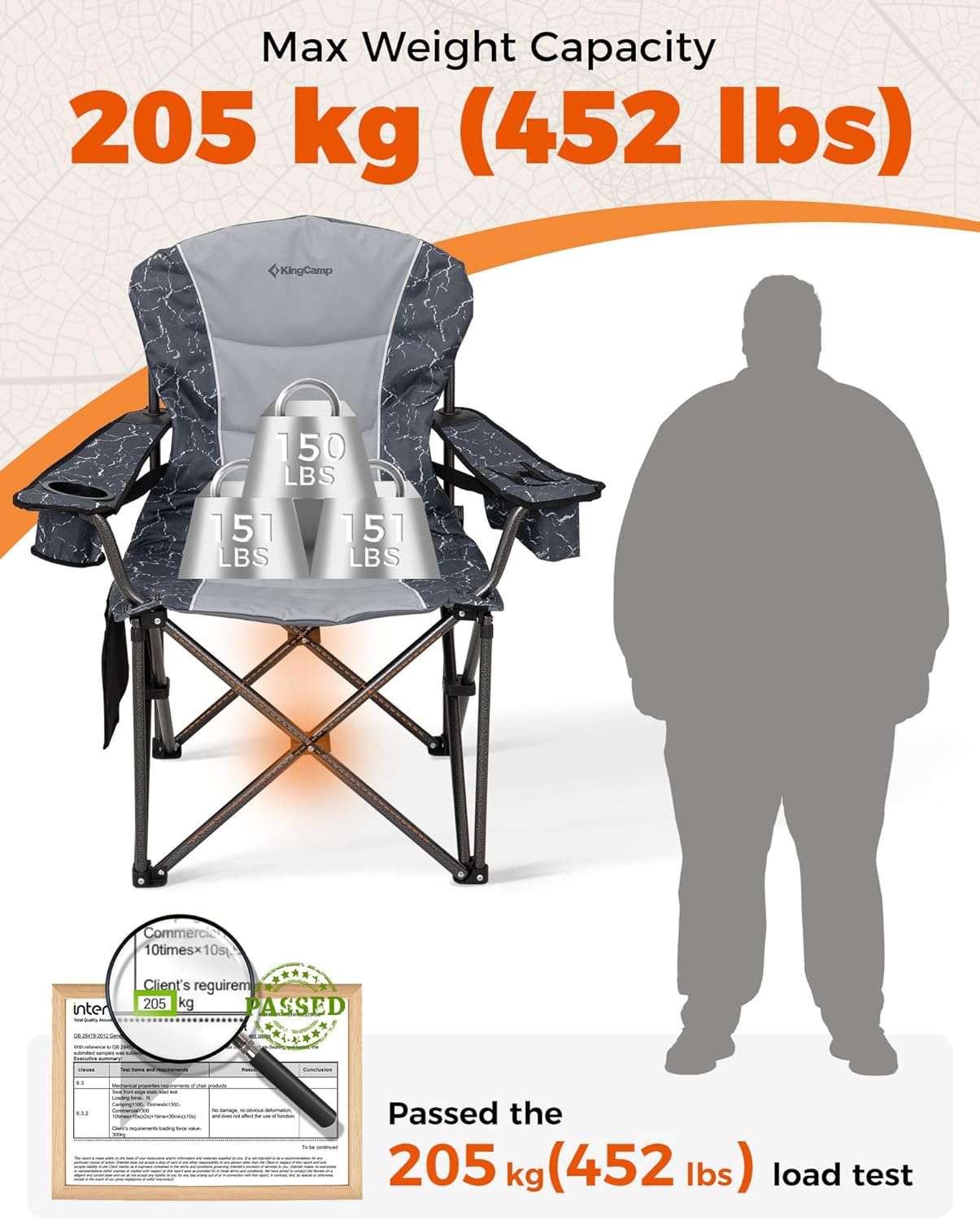 Oversized Camping Chair 205KG Cooler Grey