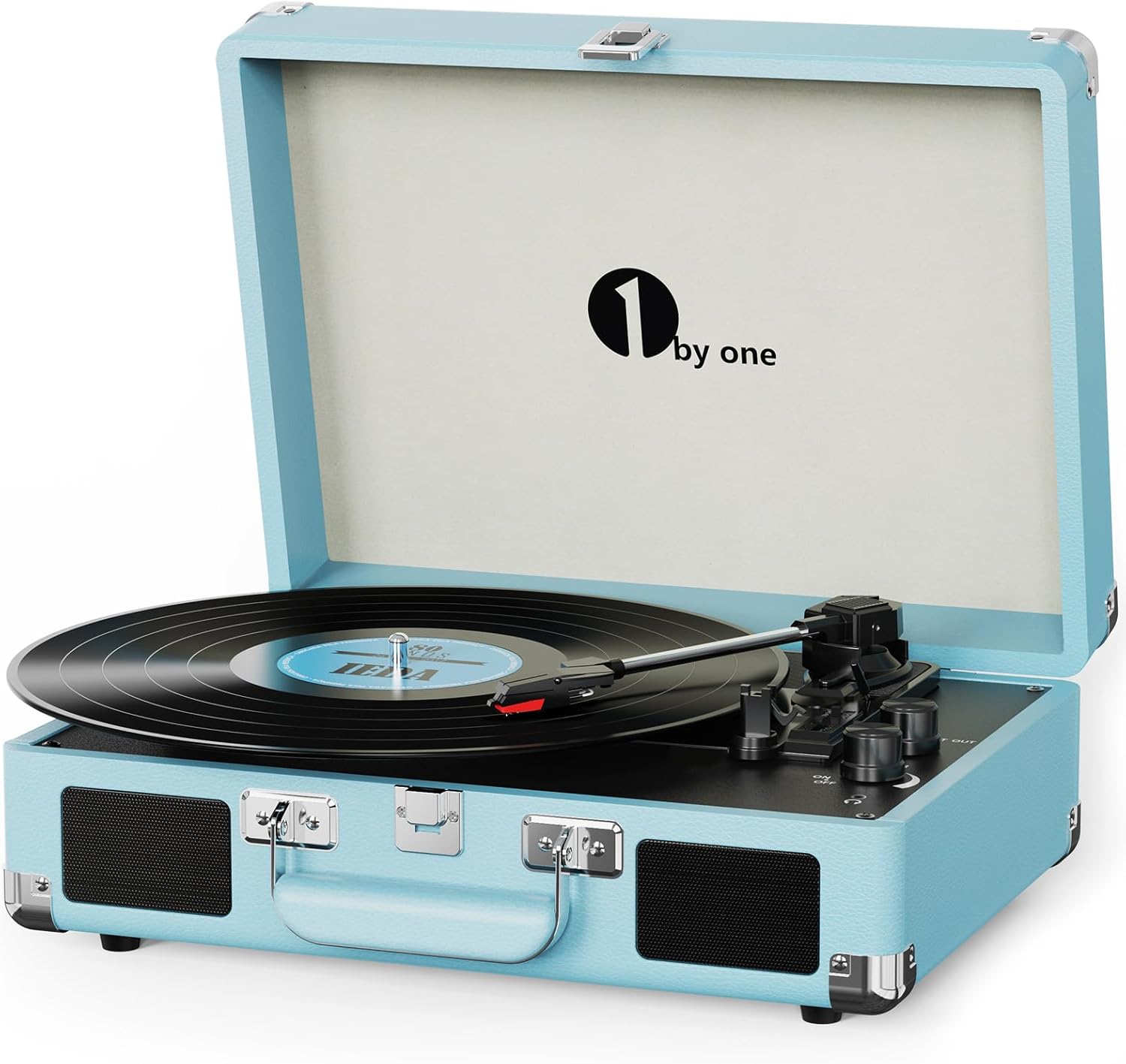 Portable 3-Speed Bluetooth Turntable Vinyl Record Player with Speakers