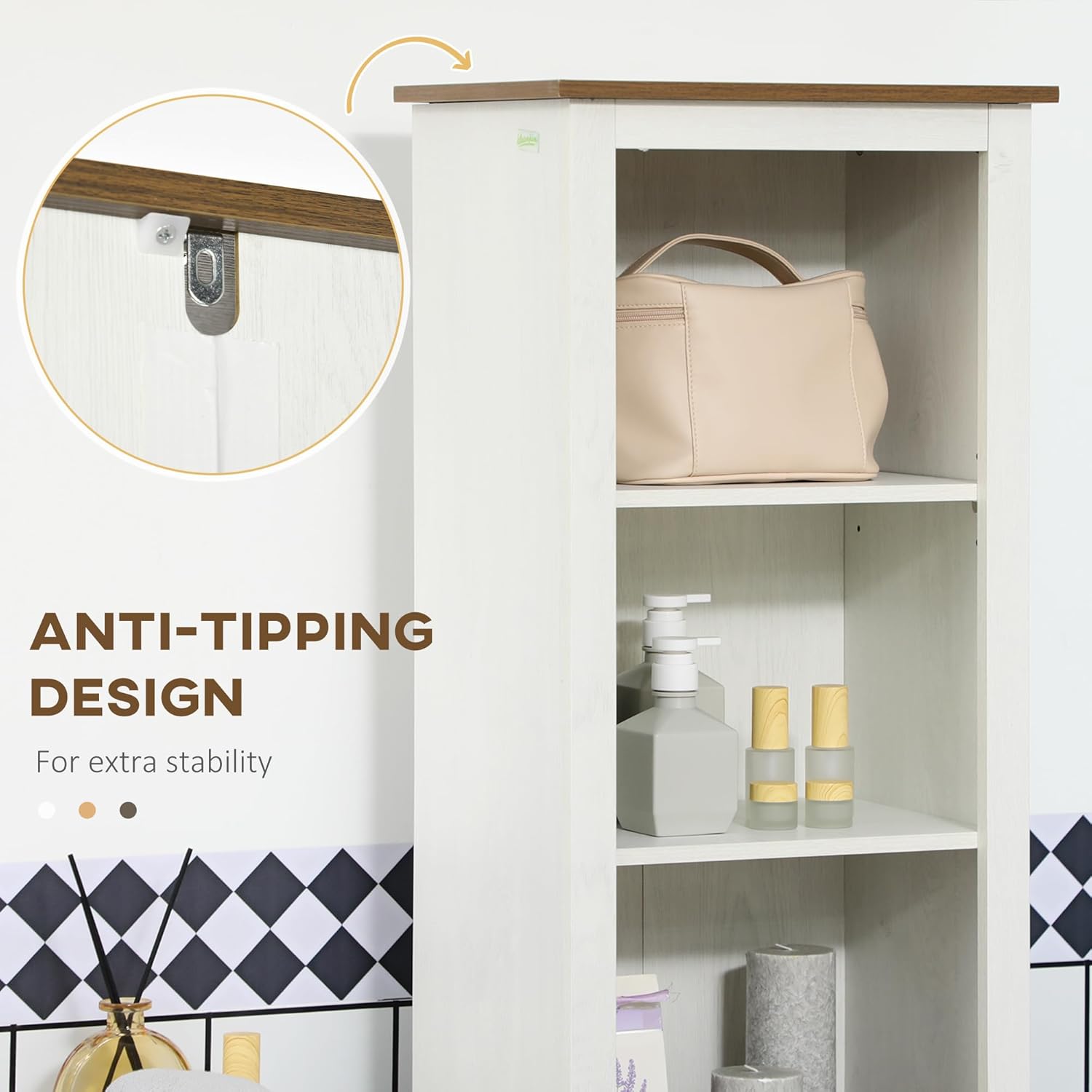 Tall Bathroom Floor Cabinet White Slim Storage Cupboard Shelves