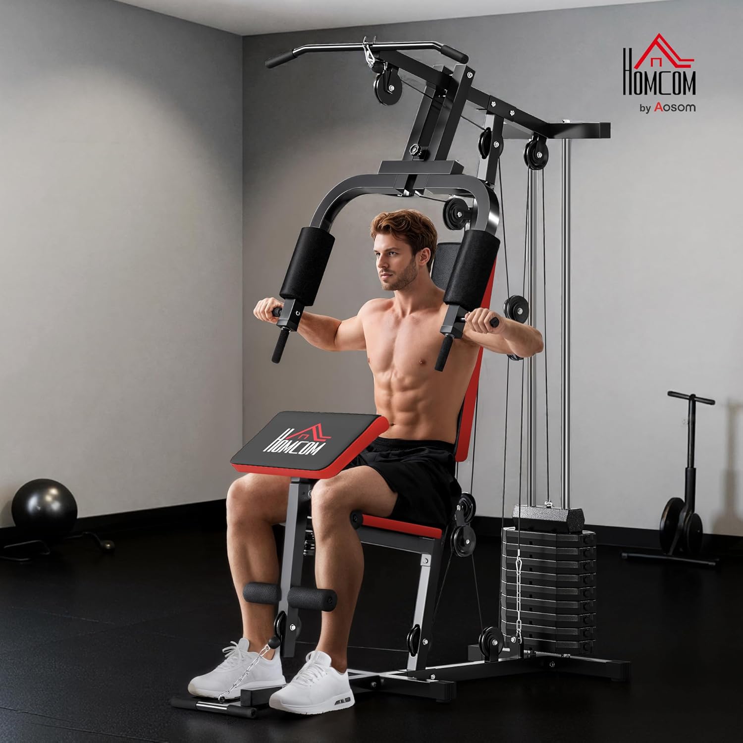 Multi Gym Machine 66kg Weight Stack Home Strength Trainer