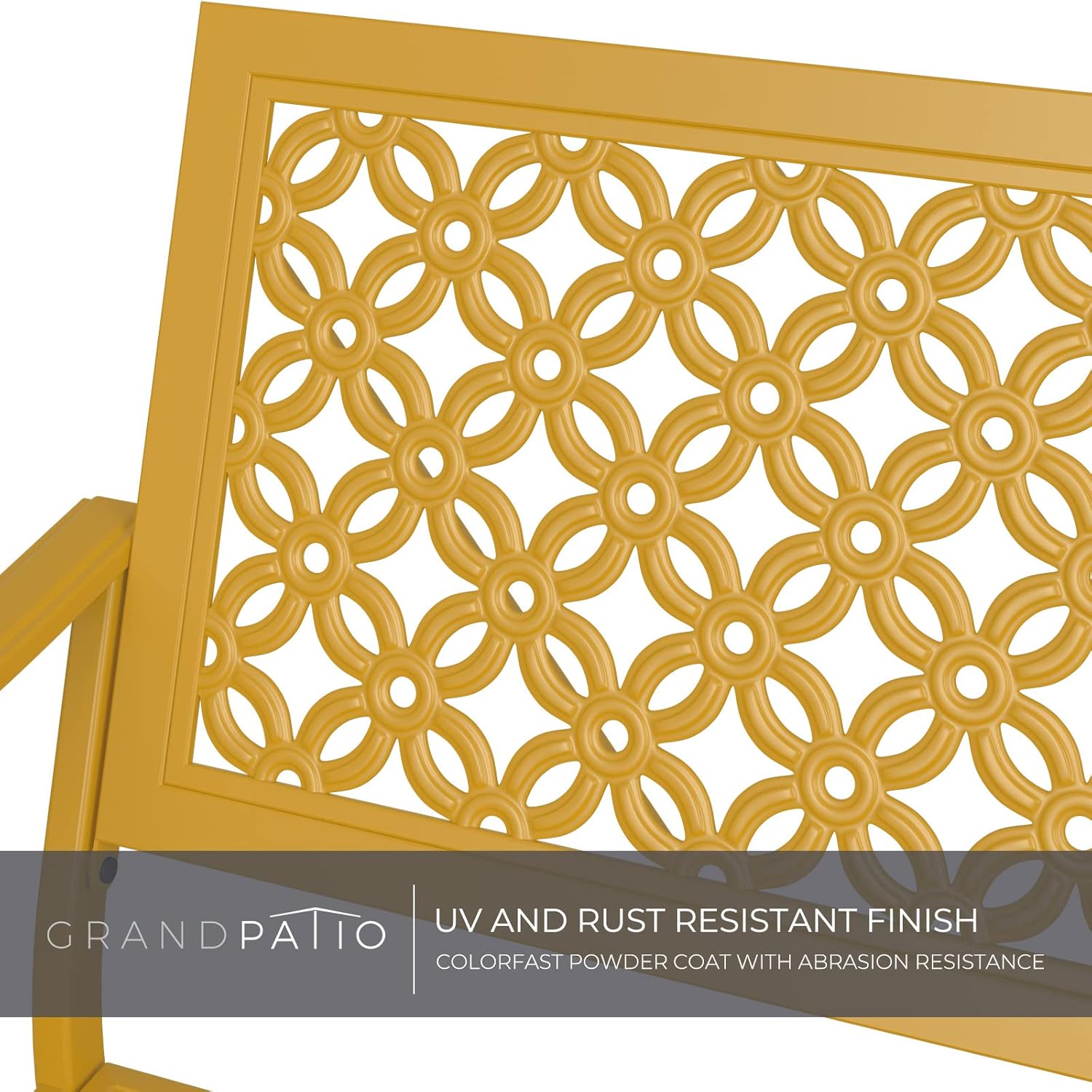 Yellow Metal Garden Bench 2–3 Seater Outdoor Patio Seat Rust Resistant