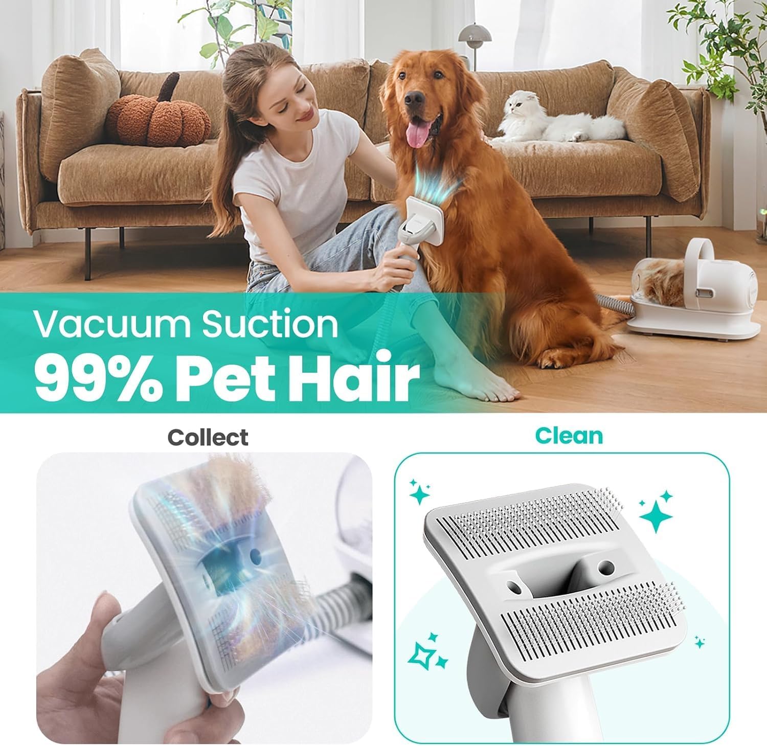 Dog Cat Grooming Vacuum 13000Pa 5 Tool Clippers Brush