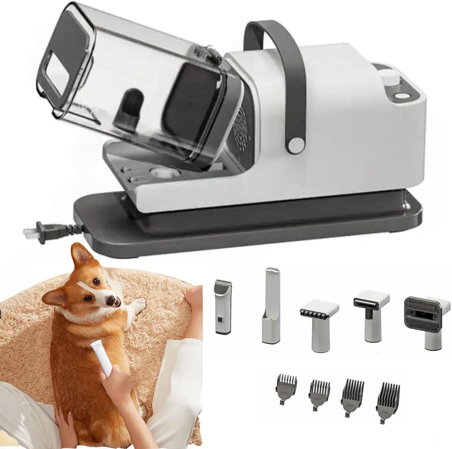 Pet Grooming Vacuum 26000Pa 5 in 1 Clipper Kit 1.8L Quiet