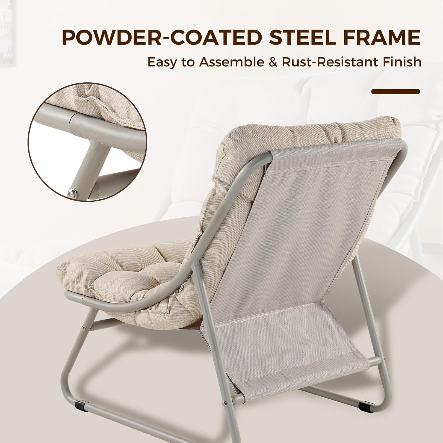 Reclining Garden Sun Lounger Chair Set with Footstool Table