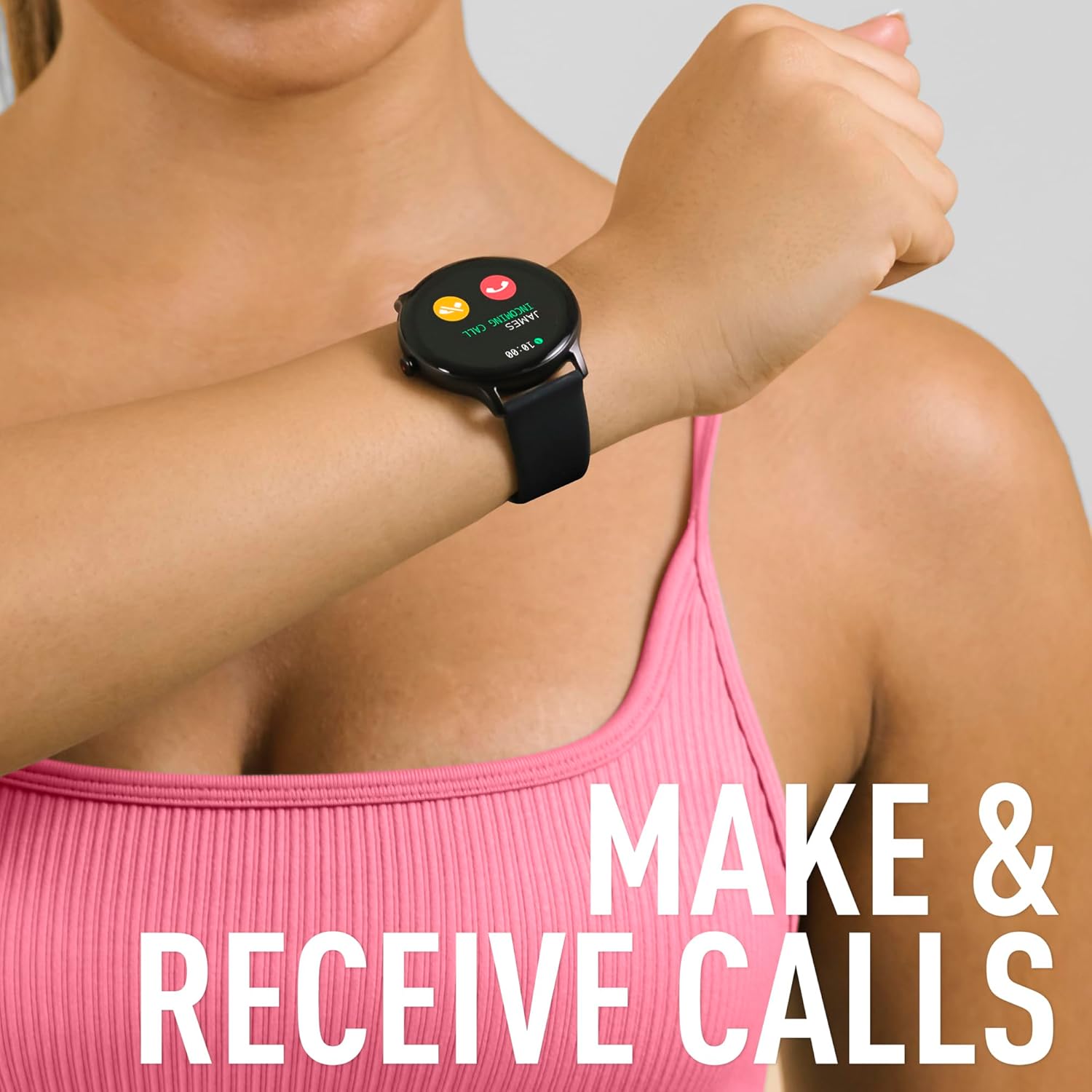 Round Fitness Smart Watch with Calls Heart Rate Black