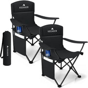 Folding Camping Chair 2 Pack Lightweight Cup Holder Black