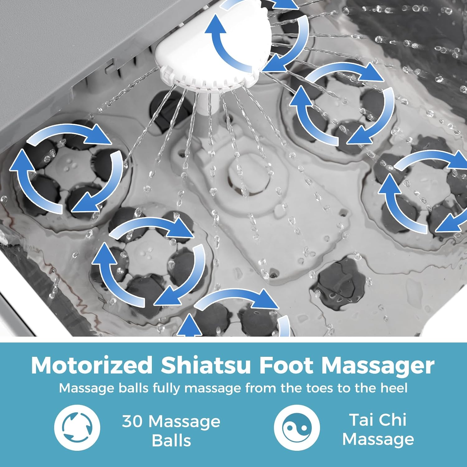 Foldable Heated Foot Spa Massager 30 Rollers Shower Timer