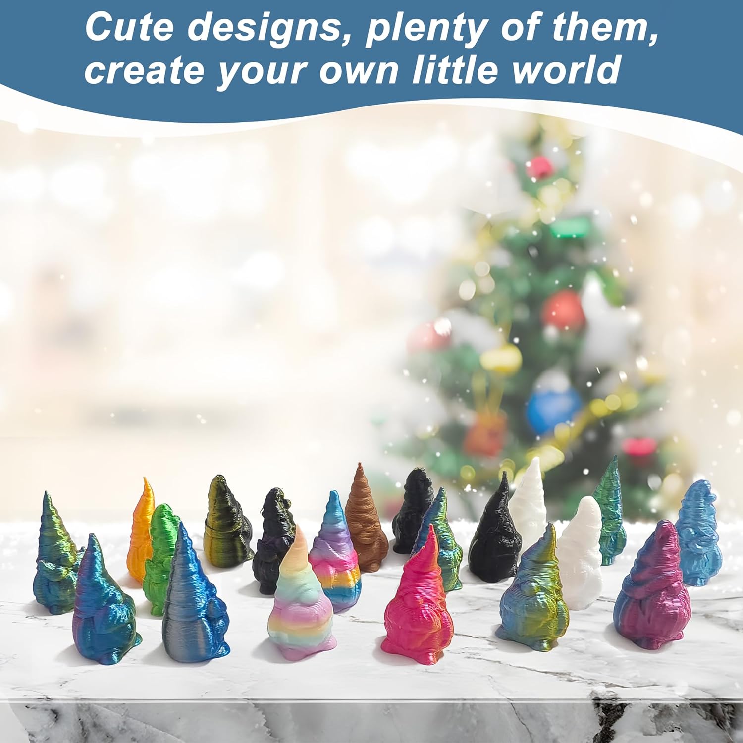 20PCS Mini Gnome Ornaments 3D Printed Fairy Garden Decor Set