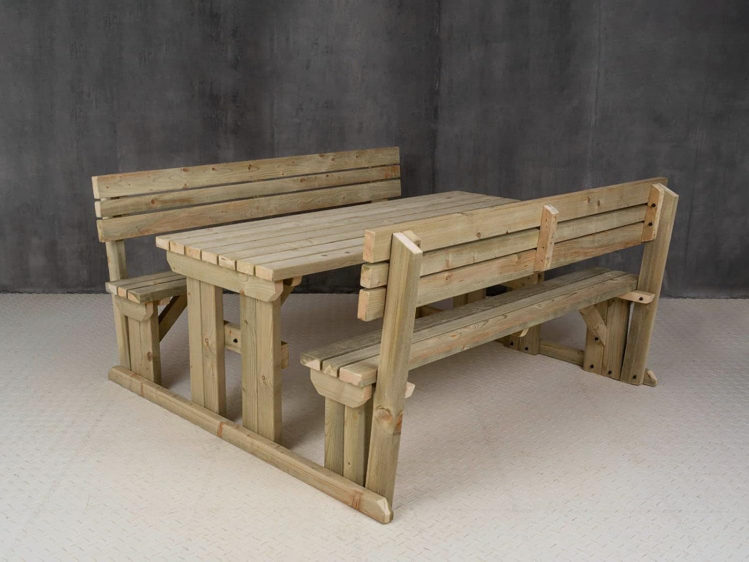 6 Seater Wooden Picnic Table with Backrest Garden Patio Set