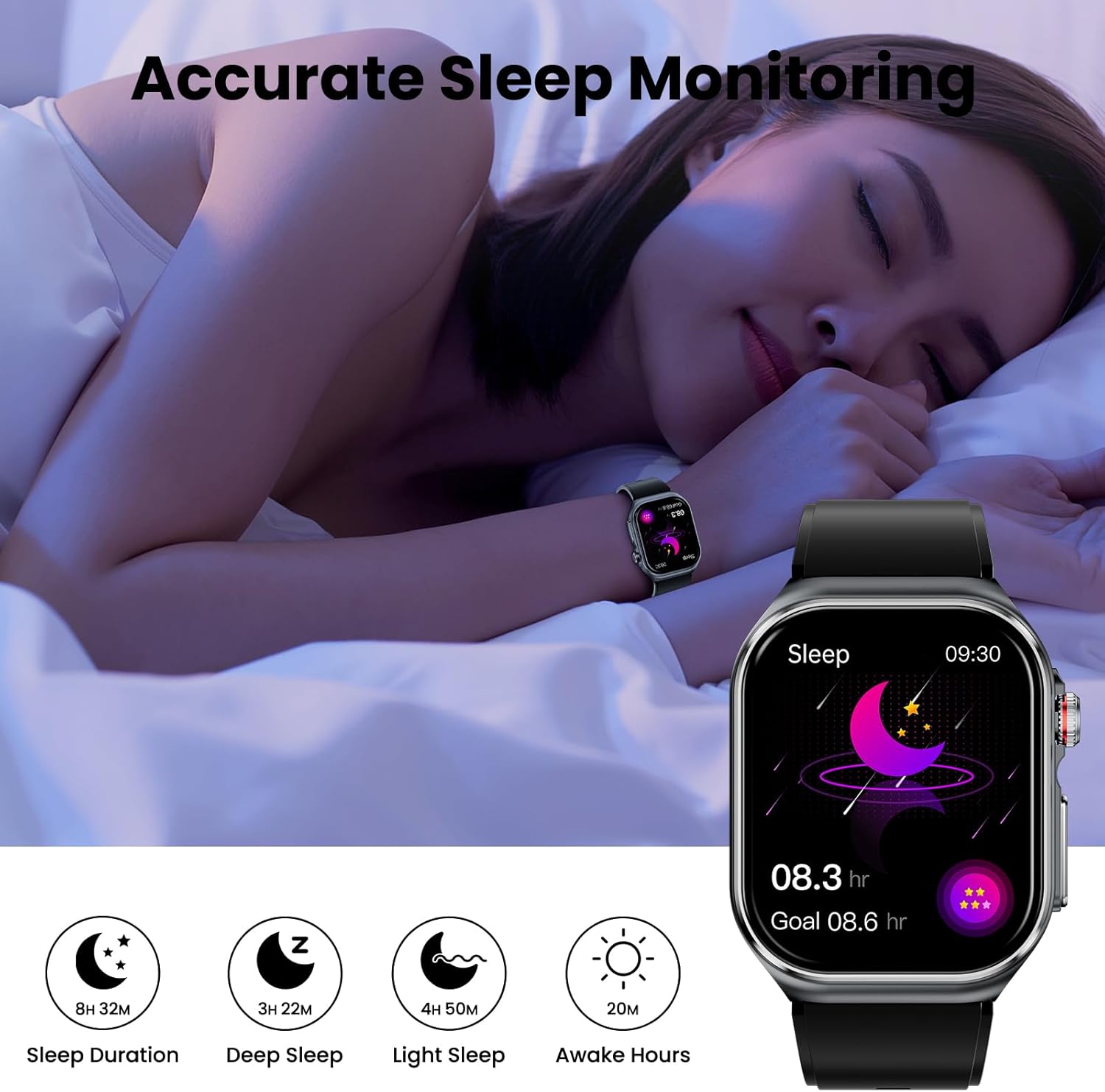 AMOLED ECG Smart Watch 70 Day Battery Health Tracker