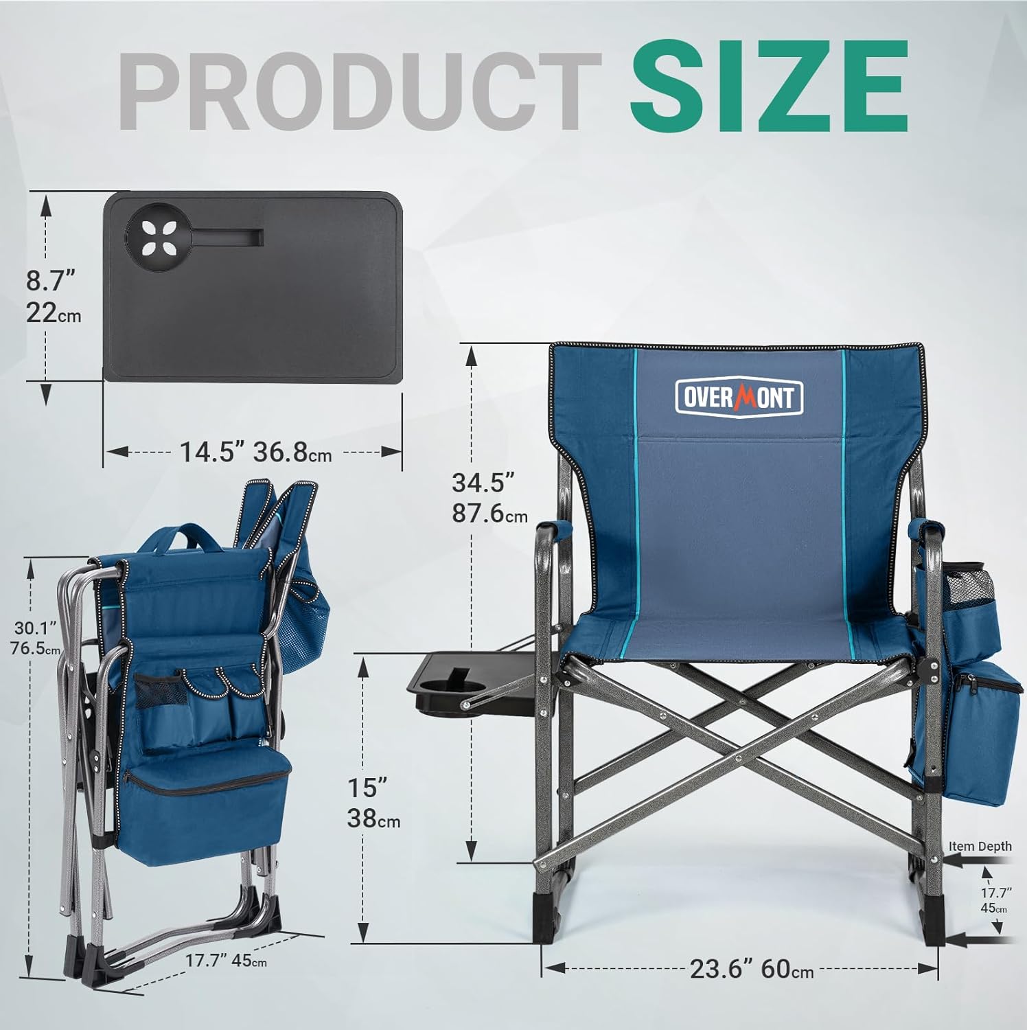 Set of 2 Heavy Duty Folding Camping Chairs 180kg Cooler Table