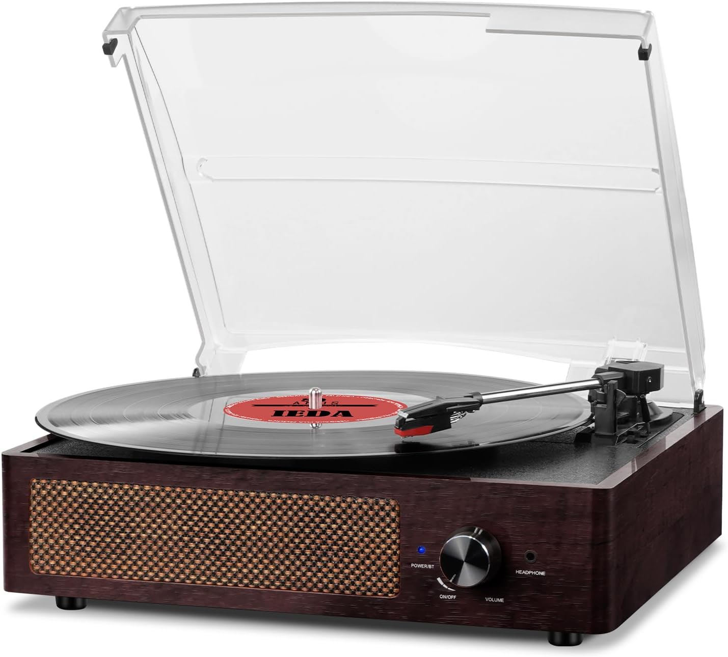 Vintage Bluetooth Vinyl Record Player Turntable with Stereo Speakers 33/45/78RPM