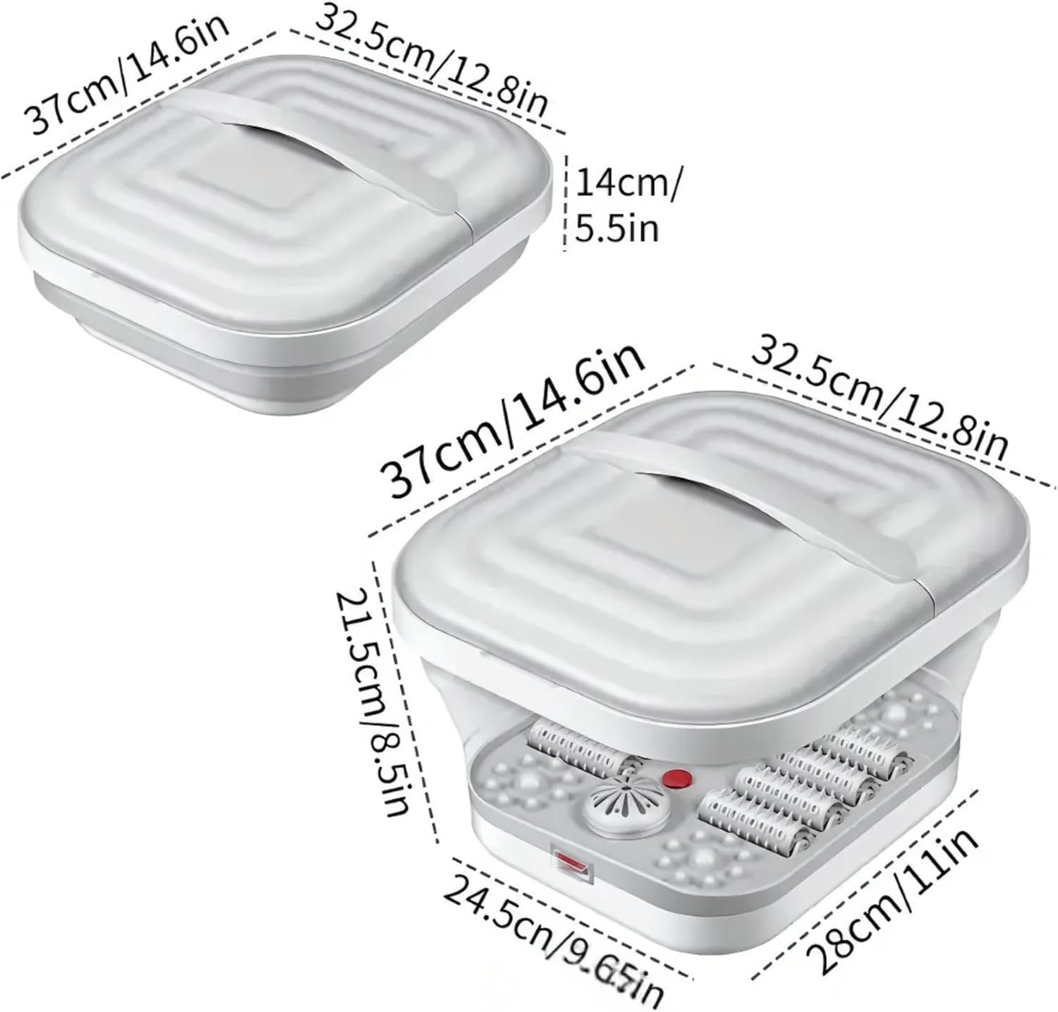 Heated Foot Spa Massager LED Therapy Shiatsu Rollers Soak
