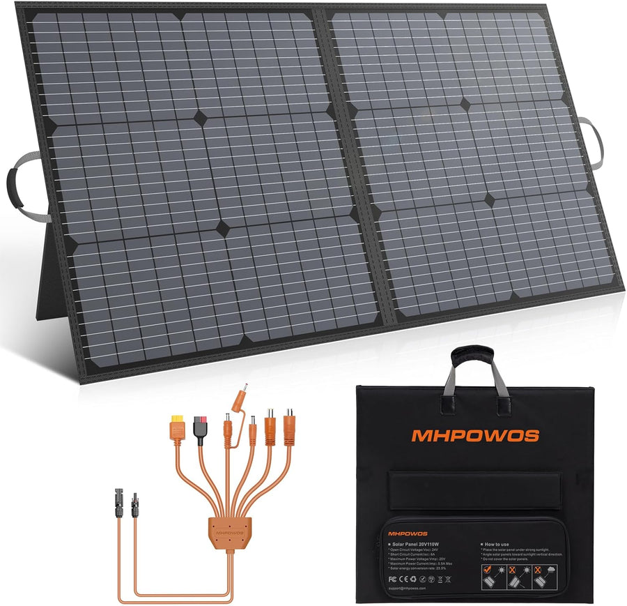 110W Foldable Solar Panel 20V Portable Charger IP67 Camping RV