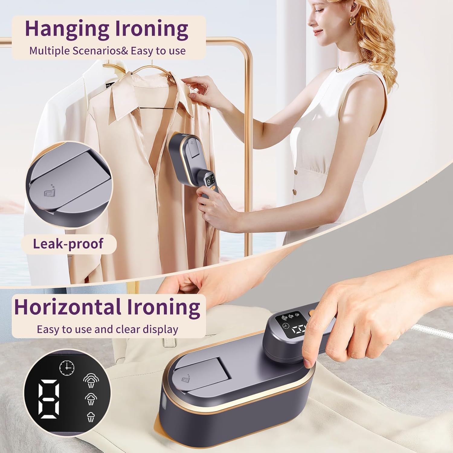 Portable Clothes Steamer Travel Iron Foldable Handheld Steam Iron