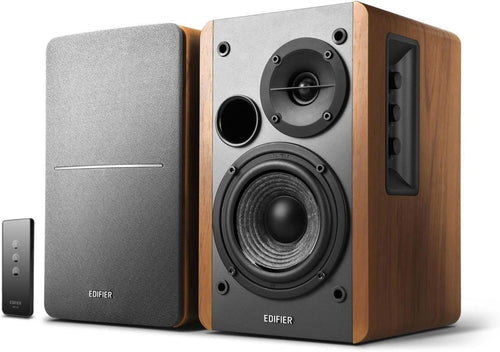 Powered Bookshelf Speakers 42W Stereo Studio Monitor Wood Cabinet