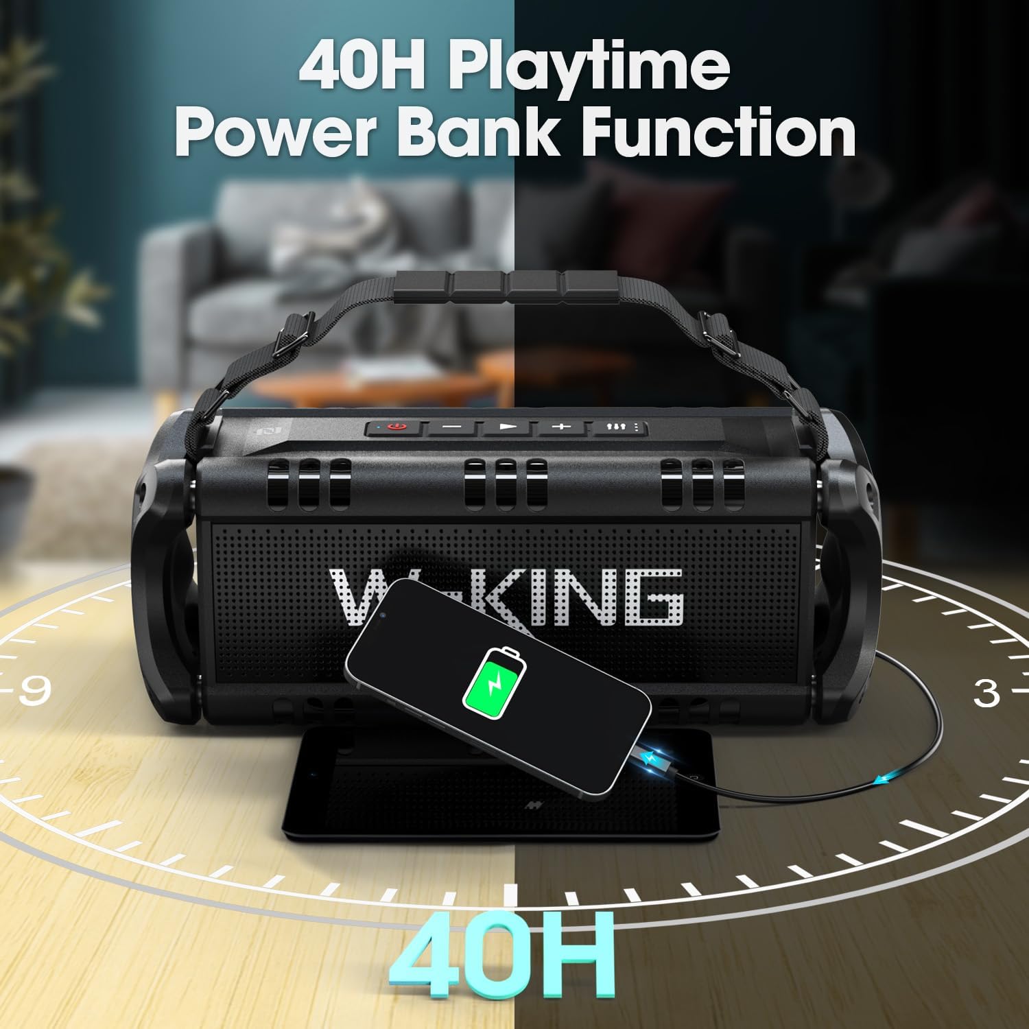 90W Portable Bluetooth Speaker Waterproof Bass 40H NFC TWS