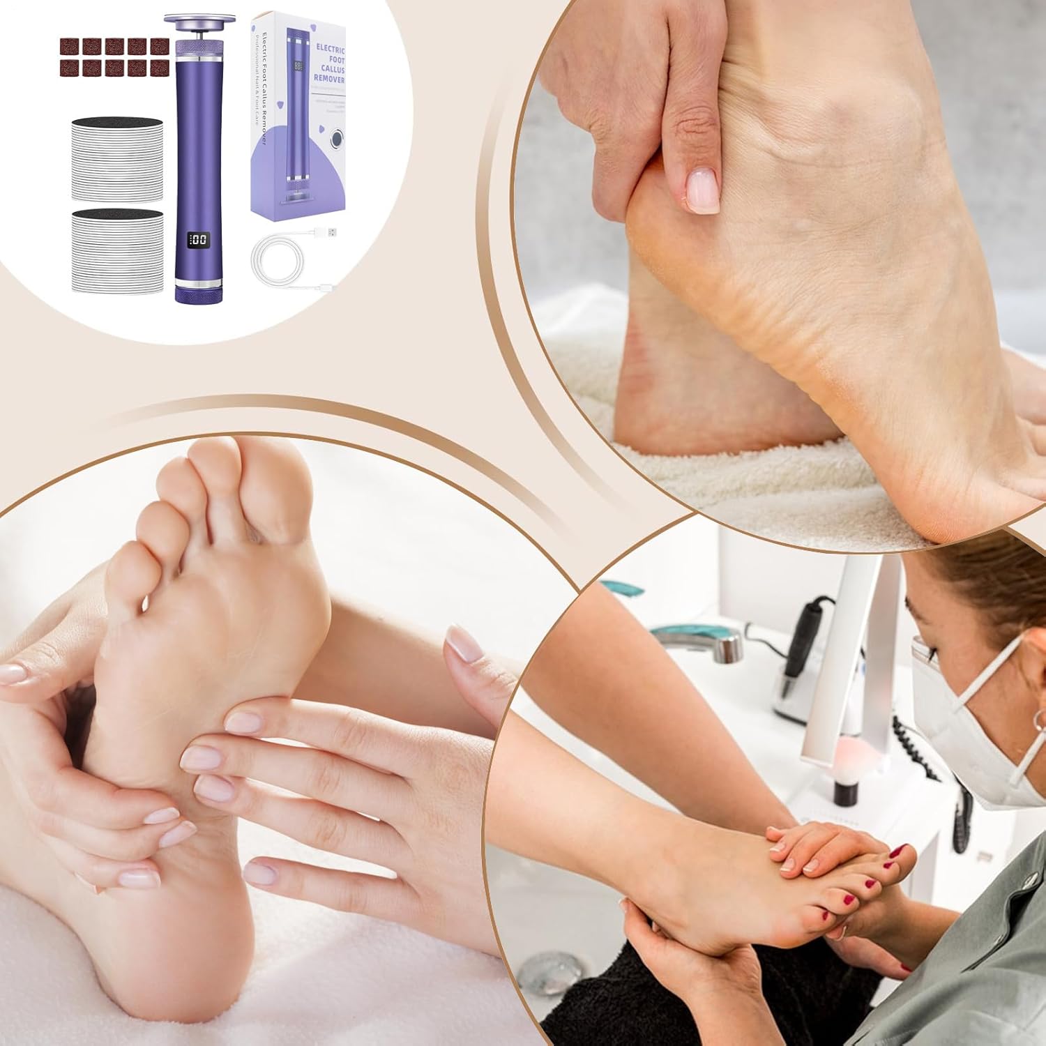 Electric Foot Callus Remover 12 Speed Rechargeable Pedicure