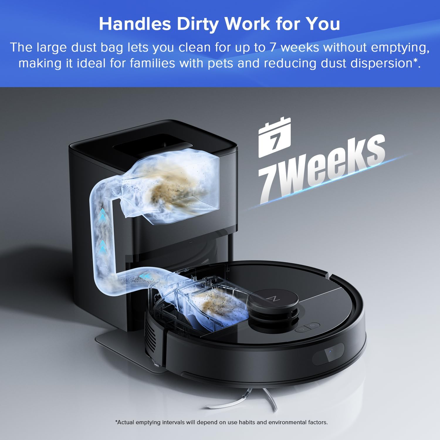 Robot Vacuum Mop 8000Pa Self Empty LiDAR Mapping 7 Week Clean