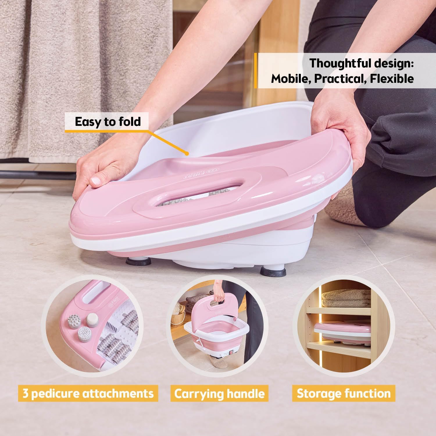 Foldable Foot Spa Massager Heated Bubble Infrared Pedicure