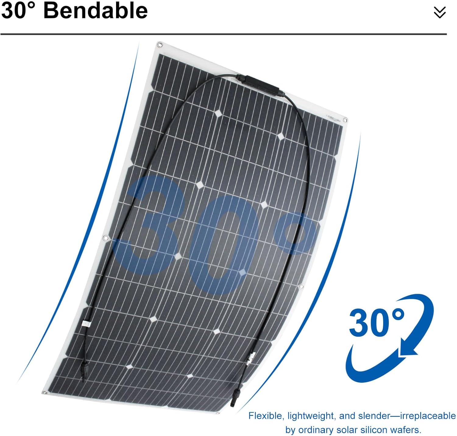 200W Flexible Solar Panel Kit 12V 24V Camping Boat RV