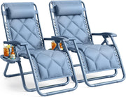 Set of 2 XXL Quilted Zero Gravity Chairs Blue