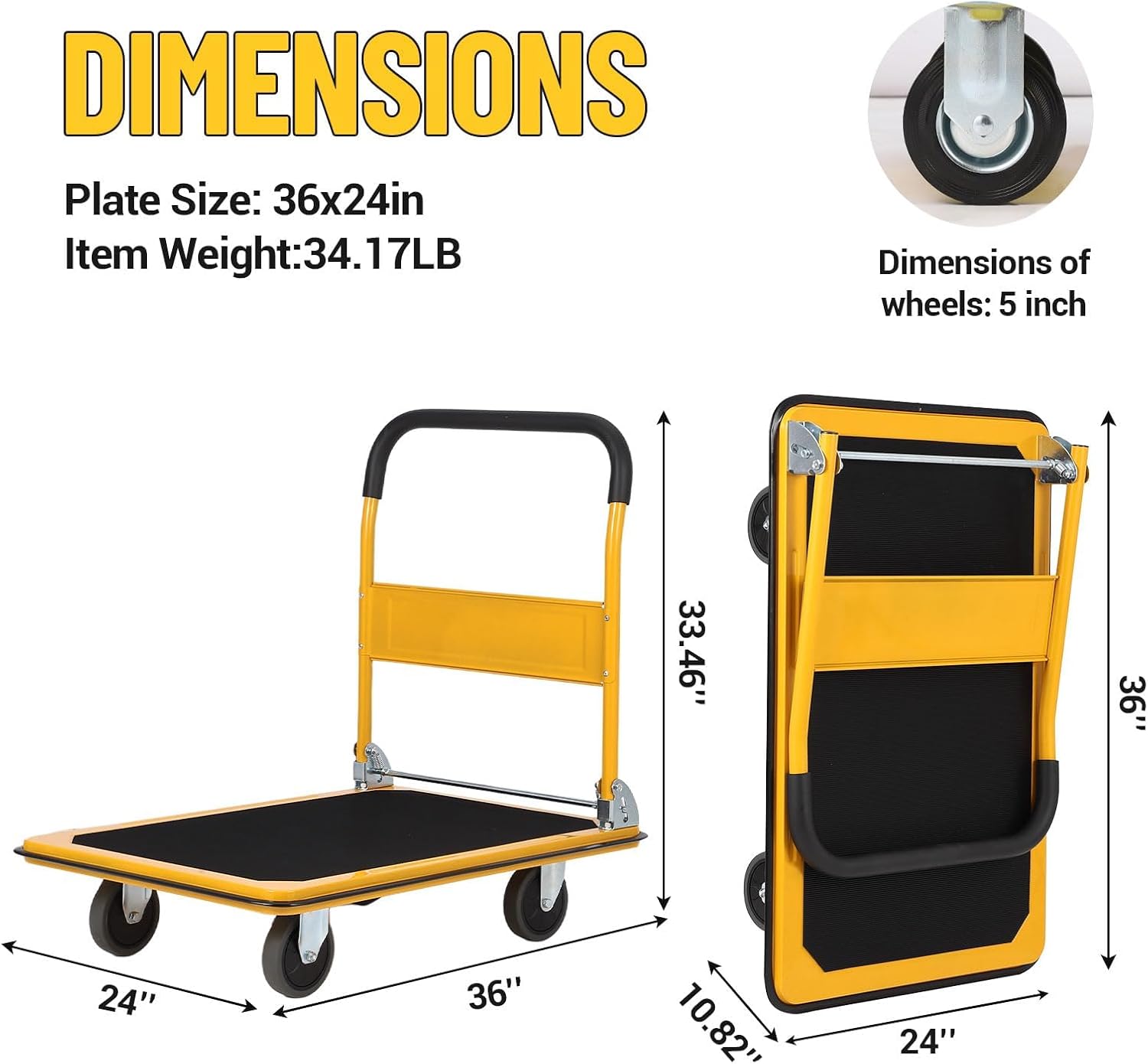400KG Heavy Duty Platform Truck Folding Flatbed Trolley