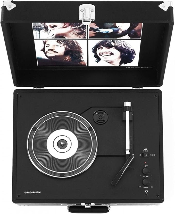 Portable Bluetooth Record Player 3 Speed Suitcase Turntable Black