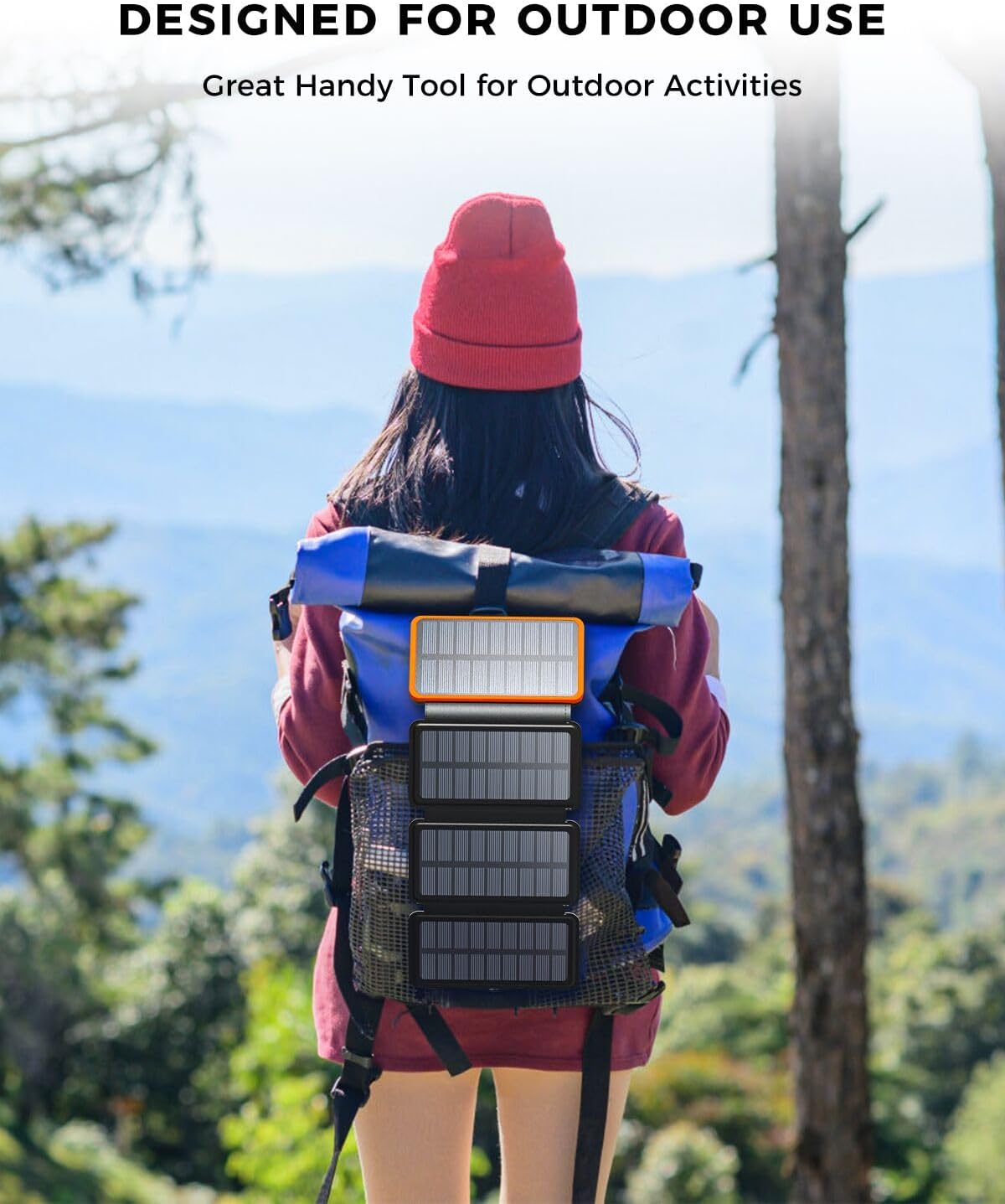 25000mAh Solar Power Bank Fast Charger 4 Panel Portable