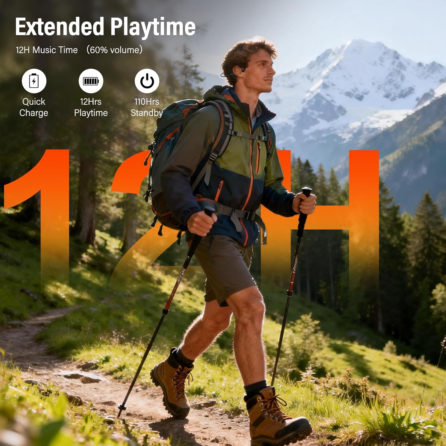 Bone Conduction Bluetooth Open Ear Headphones IPX7 Sport 10H