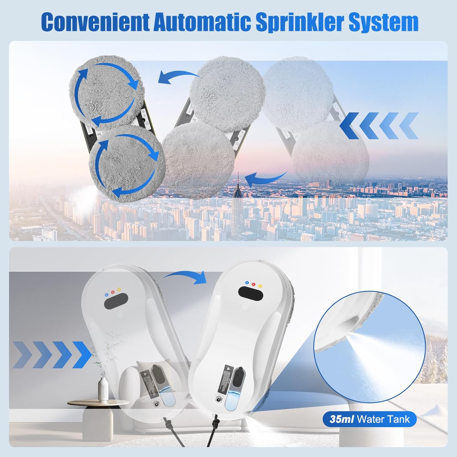 Window Cleaning Robot 5600Pa Auto Spray Smart Glass Cleaner