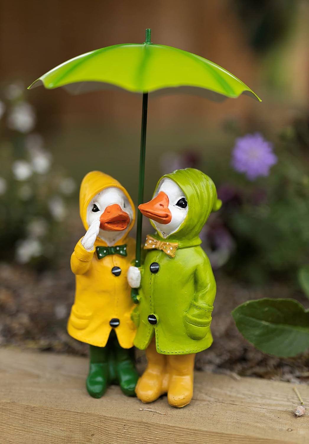 Duck Garden Ornaments Set Umbrella Resin Outdoor Patio Decor
